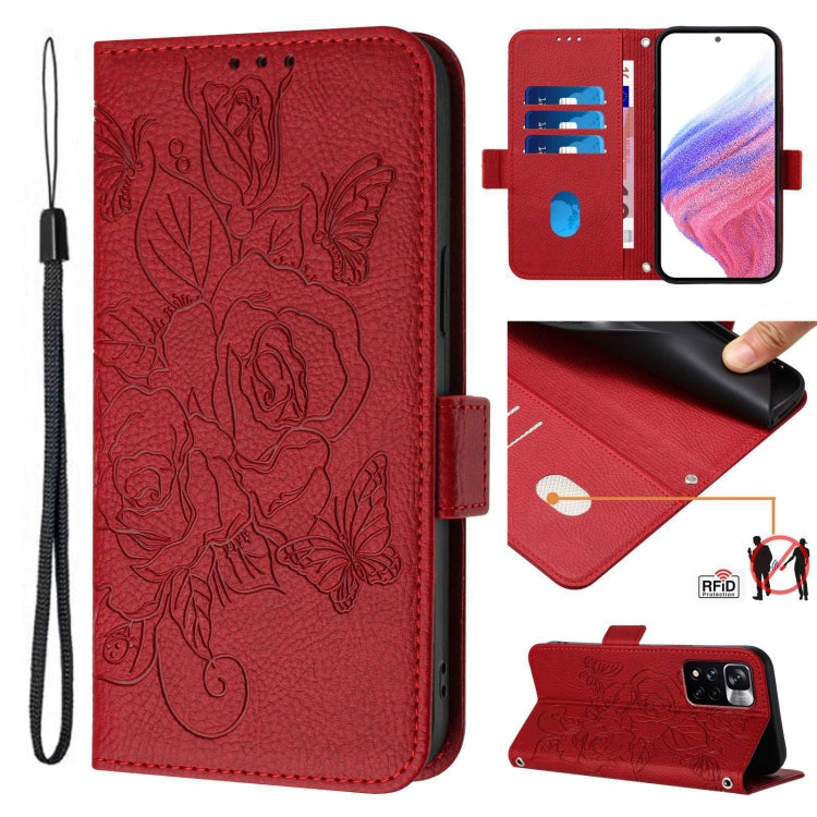 Embossed Rose RFID Anti-theft Leather Phone Case, For Redmi Note 10 4G / Note 10S 4G, For Redmi Note 11 Pro+ 5G European, For Redmi 10C / Xiaomi Poco C40, For Redmi Note 11S 5G / Xiaomi Poco M4 Pro 5G, For Redmi 10A / 9C                                ...