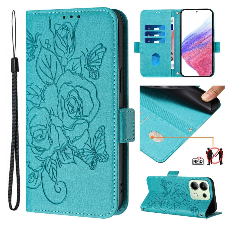 Embossed Rose RFID Anti-theft Leather Phone Case, For Redmi K70 Ultra 5G Global, For Redmi 13 4G / Note 13R, For Redmi A3 / Xiaomi Poco C61 4G Global, For Redmi Note 13 Pro 4G Global, For Redmi 13C 4G Global / Xiaomi Poco C65, For Redmi Note 13 4G Glob...