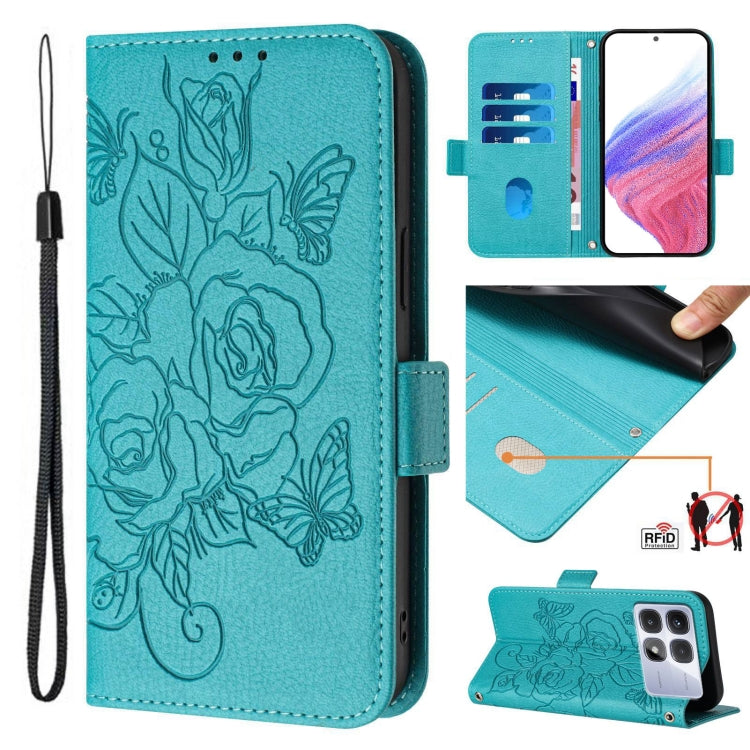 Embossed Rose RFID Anti-theft Leather Phone Case, For Redmi K70 Ultra 5G Global, For Redmi 13 4G / Note 13R, For Redmi A3 / Xiaomi Poco C61 4G Global, For Redmi Note 13 Pro 4G Global, For Redmi 13C 4G Global / Xiaomi Poco C65, For Redmi Note 13 4G Glob...