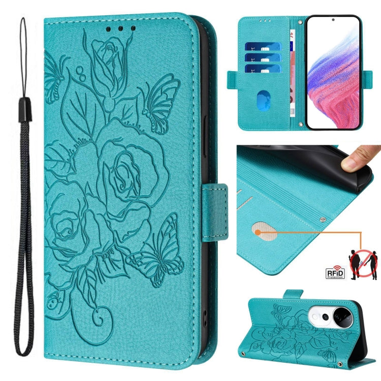 Embossed Rose RFID Anti-theft Leather Phone Case, For vivo V40 Lite 5G IDN, For vivo iQOO Z9s 5G / V40e 5G India, For vivo Y300 Pro, For vivo iQOO Z9s Pro 5G / T3 Pro 5G India, For vivo S19 Pro, For vivo S19, For vivo Y28 4G, For vivo X100s 5G