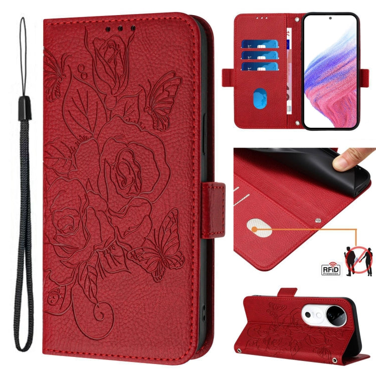 Embossed Rose RFID Anti-theft Leather Phone Case, For vivo V40 Lite 5G IDN, For vivo iQOO Z9s 5G / V40e 5G India, For vivo Y300 Pro, For vivo iQOO Z9s Pro 5G / T3 Pro 5G India, For vivo S19 Pro, For vivo S19, For vivo Y28 4G, For vivo X100s 5G