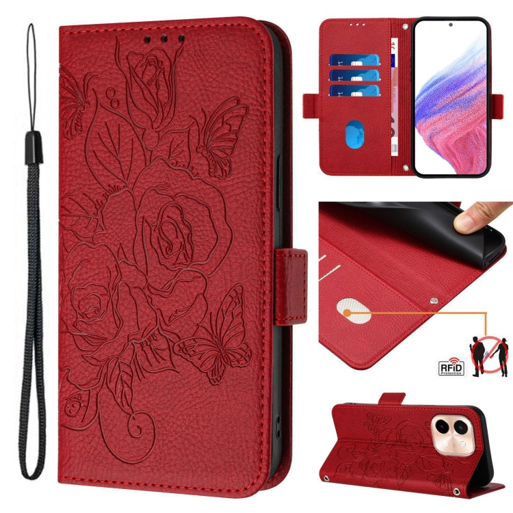 Embossed Rose RFID Anti-theft Leather Phone Case, For vivo V40 Lite 5G IDN, For vivo iQOO Z9s 5G / V40e 5G India, For vivo Y300 Pro, For vivo iQOO Z9s Pro 5G / T3 Pro 5G India, For vivo S19 Pro, For vivo S19, For vivo Y28 4G, For vivo X100s 5G