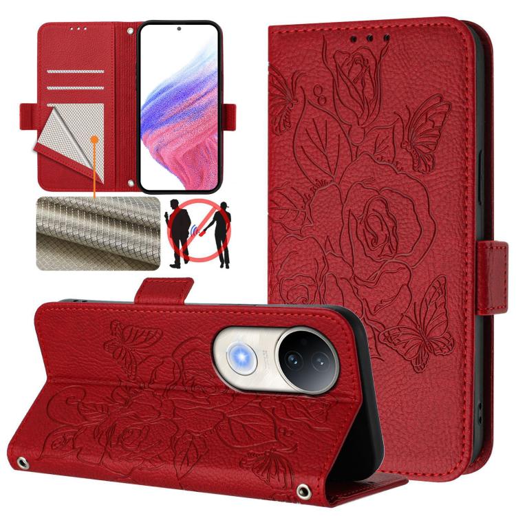 Embossed Rose RFID Anti-theft Leather Phone Case, For vivo Y39 5G Global, For vivo V50 Lite 5G, For vivo Y29s 5G / Y04 4G Global, For vivo Y29 4G Global, For vivo V50 5G Global, For vivo S20 5G, For vivo S20 Pro 5G, For vivo Y300 5G