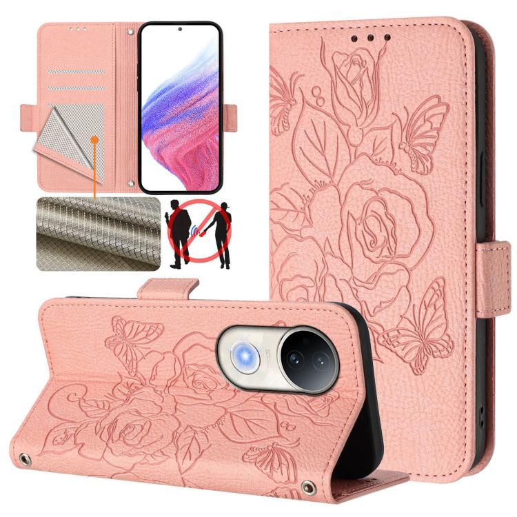 Embossed Rose RFID Anti-theft Leather Phone Case, For vivo Y39 5G Global, For vivo V50 Lite 5G, For vivo Y29s 5G / Y04 4G Global, For vivo Y29 4G Global, For vivo V50 5G Global, For vivo S20 5G, For vivo S20 Pro 5G, For vivo Y300 5G