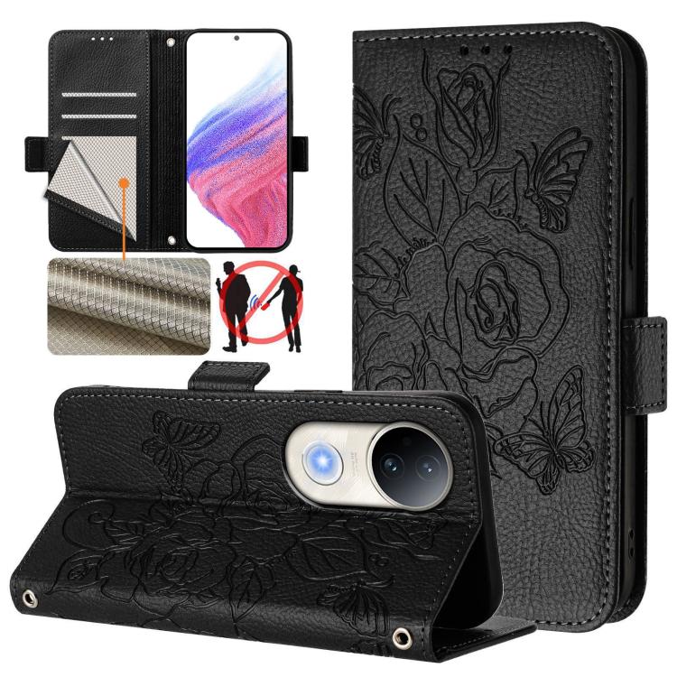 Embossed Rose RFID Anti-theft Leather Phone Case, For vivo Y39 5G Global, For vivo V50 Lite 5G, For vivo Y29s 5G / Y04 4G Global, For vivo Y29 4G Global, For vivo V50 5G Global, For vivo S20 5G, For vivo S20 Pro 5G, For vivo Y300 5G