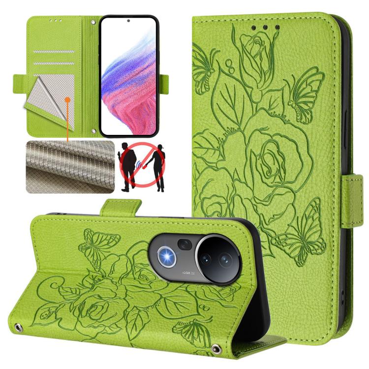 Embossed Rose RFID Anti-theft Leather Phone Case, For vivo Y39 5G Global, For vivo V50 Lite 5G, For vivo Y29s 5G / Y04 4G Global, For vivo Y29 4G Global, For vivo V50 5G Global, For vivo S20 5G, For vivo S20 Pro 5G, For vivo Y300 5G