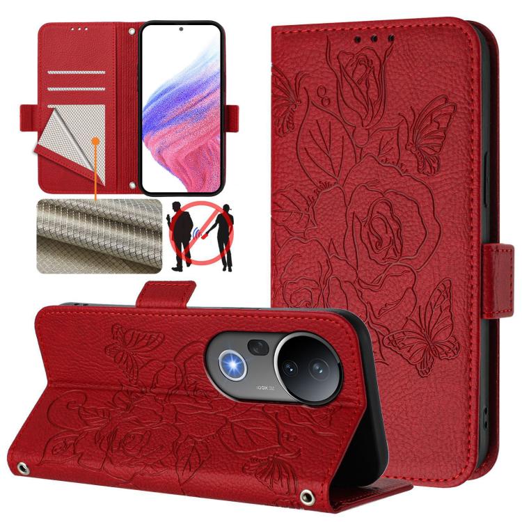 Embossed Rose RFID Anti-theft Leather Phone Case, For vivo Y39 5G Global, For vivo V50 Lite 5G, For vivo Y29s 5G / Y04 4G Global, For vivo Y29 4G Global, For vivo V50 5G Global, For vivo S20 5G, For vivo S20 Pro 5G, For vivo Y300 5G