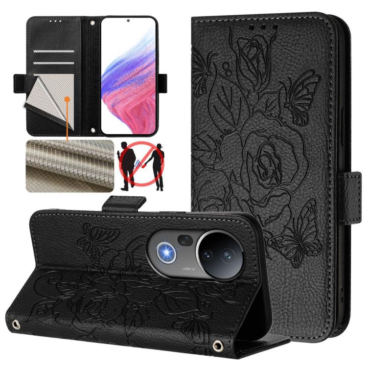 Embossed Rose RFID Anti-theft Leather Phone Case, For vivo Y39 5G Global, For vivo V50 Lite 5G, For vivo Y29s 5G / Y04 4G Global, For vivo Y29 4G Global, For vivo V50 5G Global, For vivo S20 5G, For vivo S20 Pro 5G, For vivo Y300 5G