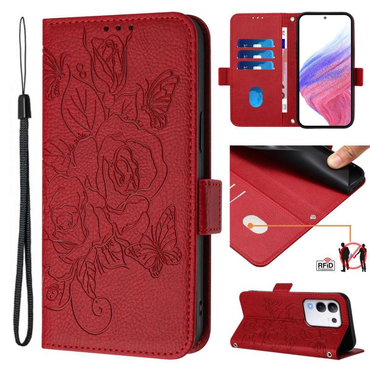 Embossed Rose RFID Anti-theft Leather Phone Case, For vivo Y39 5G Global, For vivo V50 Lite 5G, For vivo Y29s 5G / Y04 4G Global, For vivo Y29 4G Global, For vivo V50 5G Global, For vivo S20 5G, For vivo S20 Pro 5G, For vivo Y300 5G
