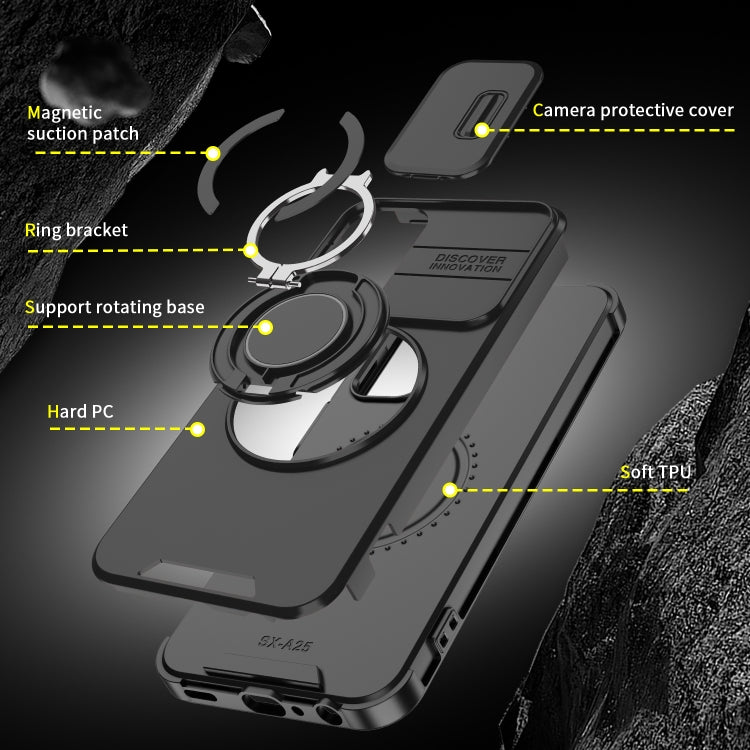 Sliding Camshield Ring Holder Phone Case, For Samsung Galaxy A03s