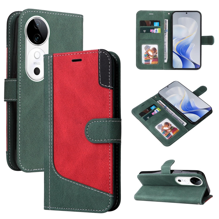 Three Color Splicing Leather Phone Case, For vivo V40 5G, For vivo Y28 4G