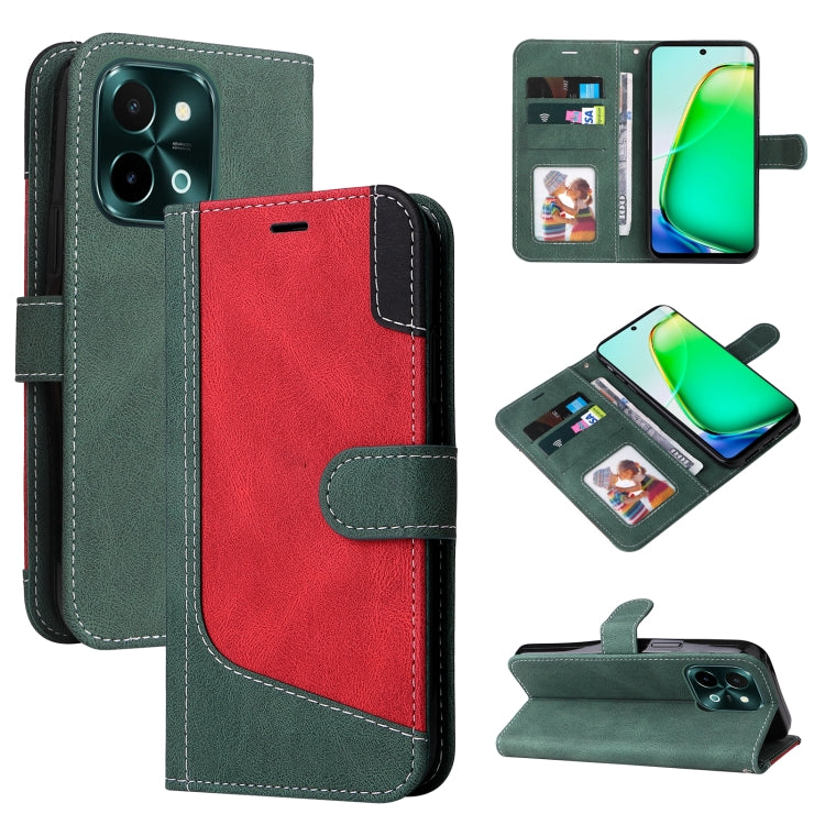 Three Color Splicing Leather Phone Case, For vivo V40 5G, For vivo Y28 4G