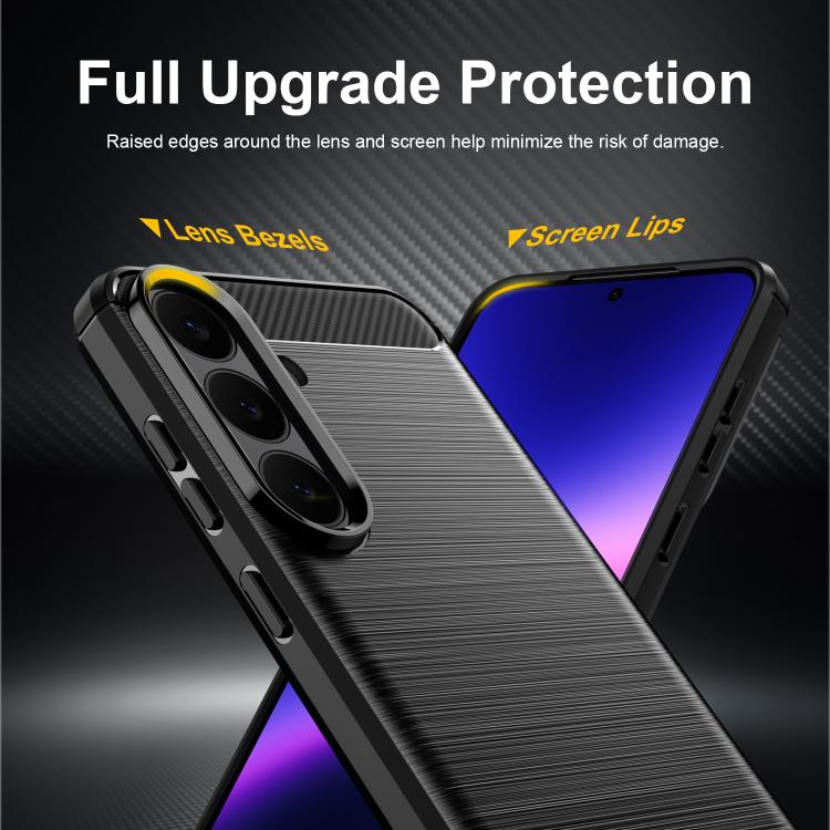 Carbon Fiber Brushed Texture TPU Phone Case, For Galaxy S26 FE 5G, For Samsung Galaxy S26+ 5G, For Samsung Galaxy S26 Edge 5G, For Samsung Galaxy S26 Ultra 5G, For Samsung Galaxy S26 5G, For Samsung Galaxy S25 FE 5G, For Samsung Galaxy S25 Edge 5G     ...