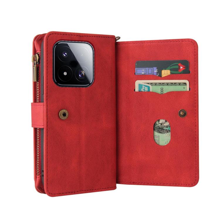 Skin Feel Multi Card Slots Zipper Wallet Leather Phone Case, For Xiaomi 17 Max 5G, For Xiaomi 17T Pro 5G Global, For Xiaomi 17T 5G Global, For Xiaomi 17 Ultra, For Xiaomi 14T Pro, For Xiaomi 14T, For Xiaomi Poco F6, For Xiaomi Poco F6 Pro