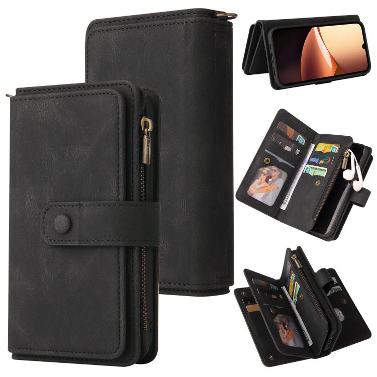 Skin Feel Multi Card Slots Zipper Wallet Leather Phone Case, For Redmi Note 17 5G/4G Global 169.7mm, For Redmi 17C 5G, For Redmi Note 17 Pro+ 5G Global 163.4mm, For Redmi K100 Pro Max/Poco F9 Ultra 5G, For Redmi 17 5G / 4G Global 170mm                 ...