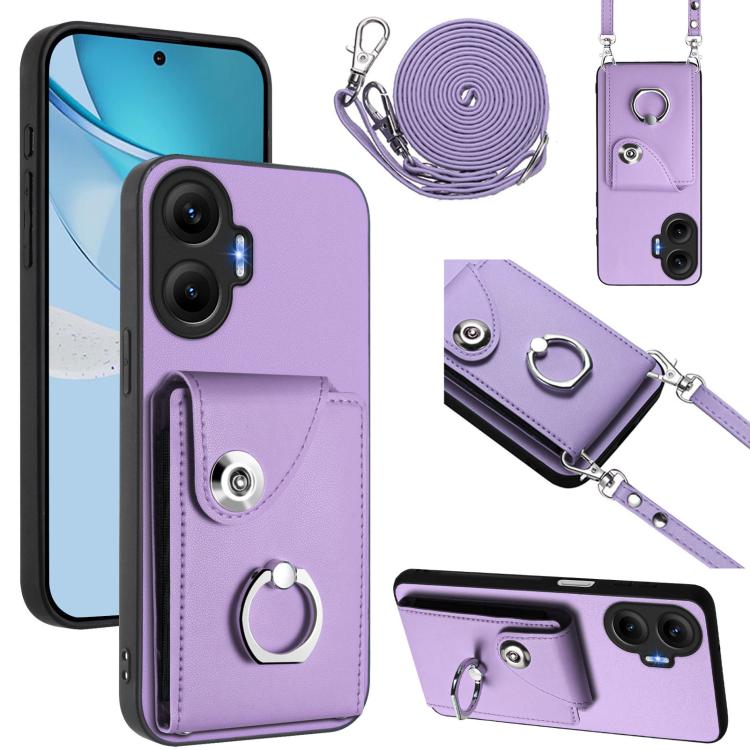 Organ Card Bag Ring Holder Phone Case with Long Lanyard, For Redmi Turbo 4 Pro / Poco F7, For Redmi A5 4G 171.7mm / Poco C71, For Redmi Note 14 5G Global, For Redmi Note 14 Pro+ 5G Global, For Redmi Note 14 Pro 5G Global, For Redmi Note 13R            ...