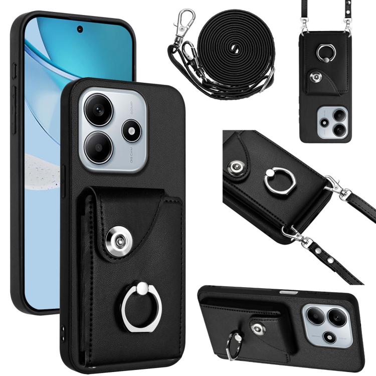 Organ Card Bag Ring Holder Phone Case with Long Lanyard, For Redmi Turbo 4 Pro / Poco F7, For Redmi A5 4G 171.7mm / Poco C71, For Redmi Note 14 5G Global, For Redmi Note 14 Pro+ 5G Global, For Redmi Note 14 Pro 5G Global, For Redmi Note 13R            ...