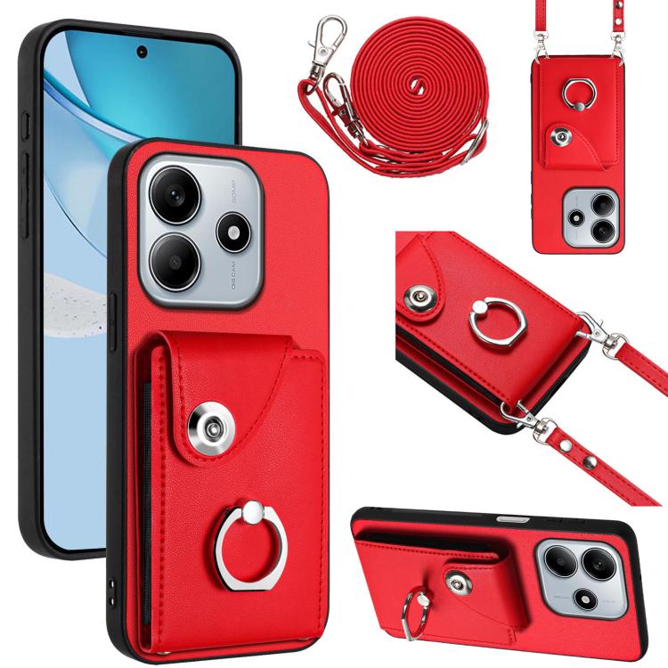 Organ Card Bag Ring Holder Phone Case with Long Lanyard, For Redmi Turbo 4 Pro / Poco F7, For Redmi A5 4G 171.7mm / Poco C71, For Redmi Note 14 5G Global, For Redmi Note 14 Pro+ 5G Global, For Redmi Note 14 Pro 5G Global, For Redmi Note 13R            ...