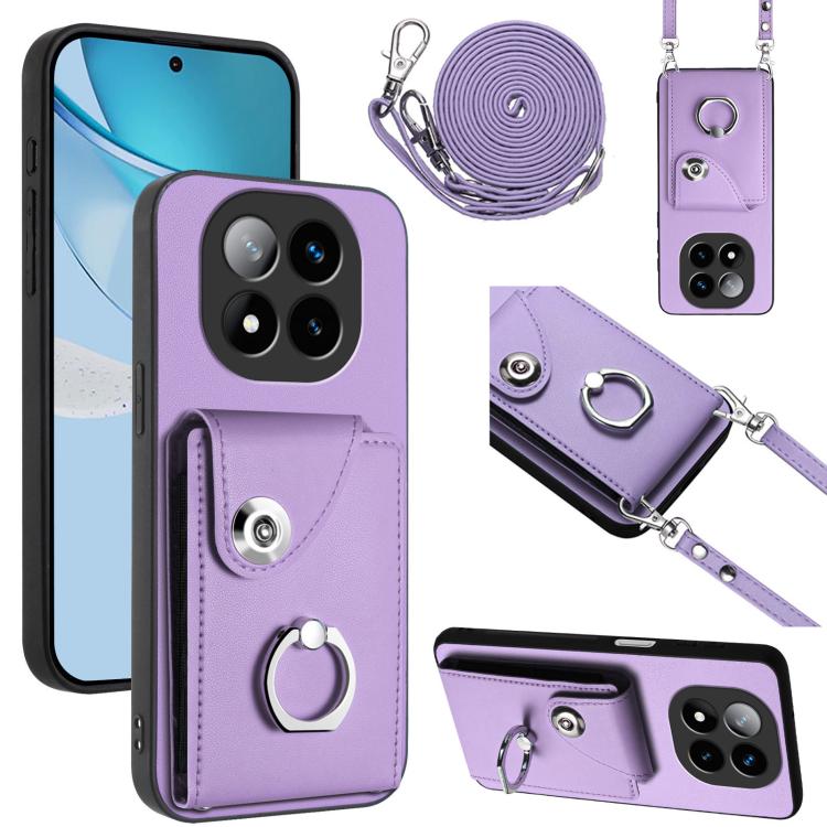 Organ Card Bag Ring Holder Phone Case with Long Lanyard, For Redmi Turbo 4 Pro / Poco F7, For Redmi A5 4G 171.7mm / Poco C71, For Redmi Note 14 5G Global, For Redmi Note 14 Pro+ 5G Global, For Redmi Note 14 Pro 5G Global, For Redmi Note 13R            ...