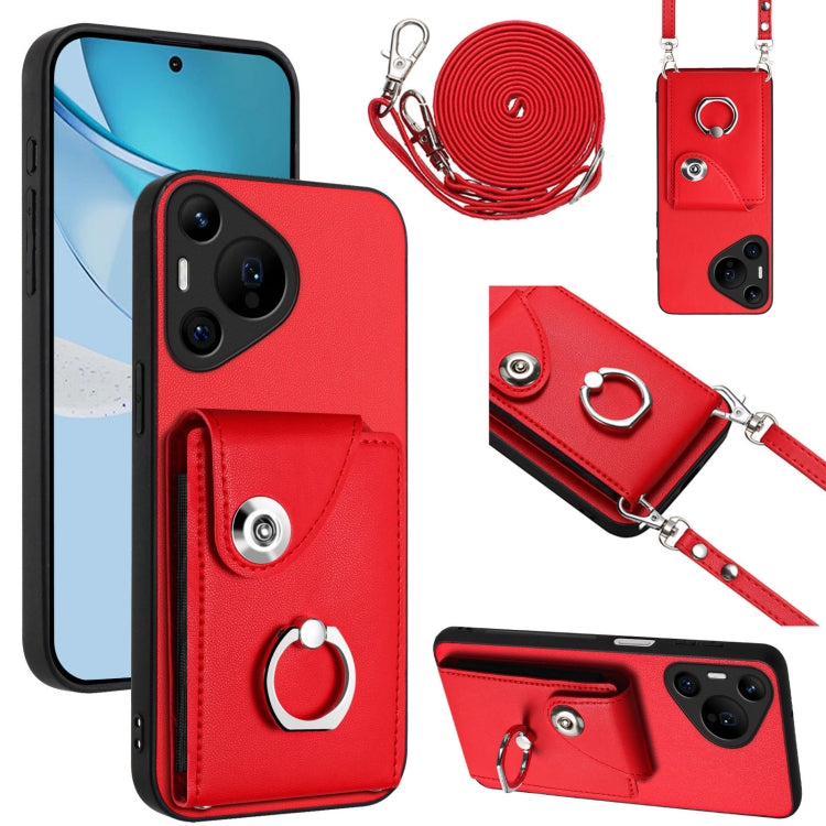 Organ Card Bag Ring Holder Phone Case with Long Lanyard, For Huawei Pura 70 Pro / 70 Pro+, For Huawei Pura 70 Ultra, For Huawei Pura 70