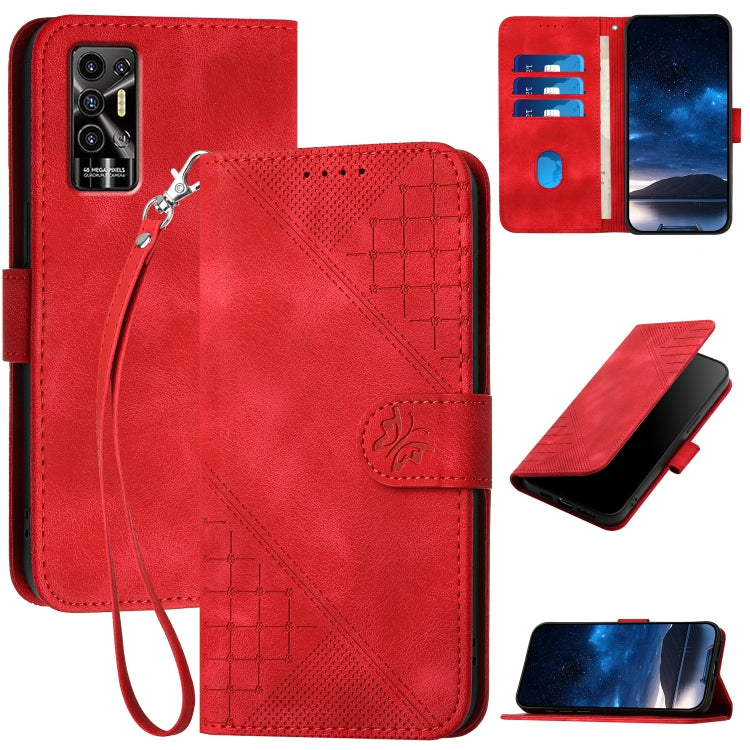 Grid Butterfly Embossed Pattern Leather Phone Case with Lanyard, For Tecno Pop 7 / 7 Pro, For Tecno Spark 10C, For Tecno Spark 10 4G, For Tecno Spark Go 2023, For Tecno Spark 10 Pro, For Tecno Pova 4, For Tecno Pova 3