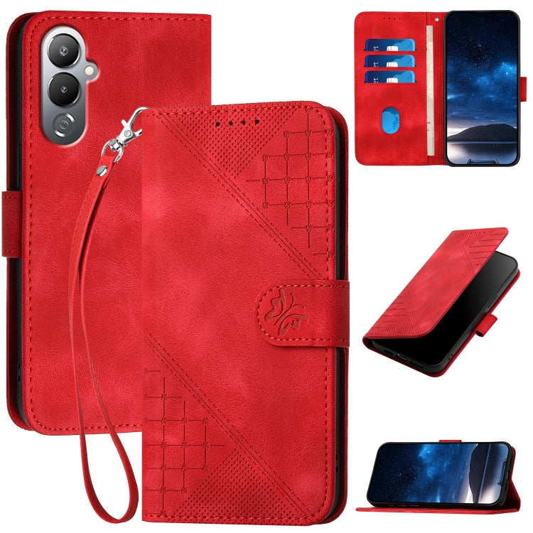 Grid Butterfly Embossed Pattern Leather Phone Case with Lanyard, For Tecno Pop 7 / 7 Pro, For Tecno Spark 10C, For Tecno Spark 10 4G, For Tecno Spark Go 2023, For Tecno Spark 10 Pro, For Tecno Pova 4, For Tecno Pova 3