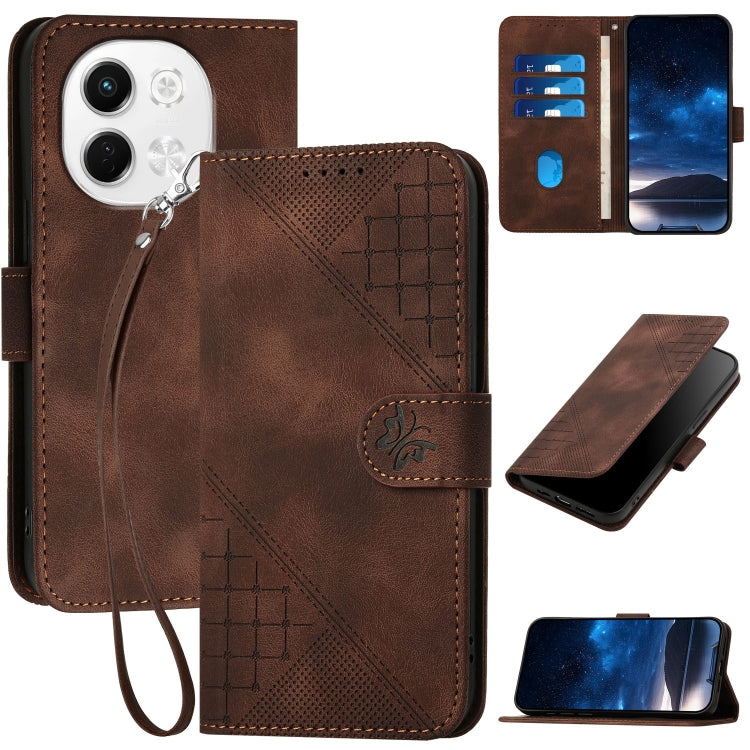 Grid Butterfly Embossed Pattern Leather Phone Case with Lanyard, For Tecno Camon 40 Pro 4G, For Tecno Camon 40 Premier, For Tecno Camon 40 4G, For Tecno Spark 30C 5G / Pop 9 5G, For Tecno Pova 6 Neo 5G / Spark 30 5G, For Tecno Spark 30 Pro 4G          ...
