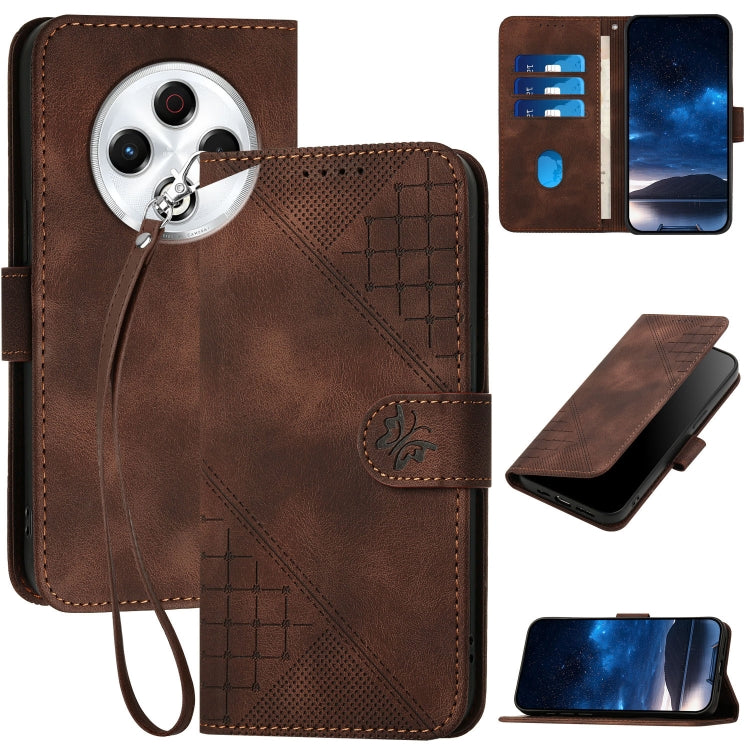 Grid Butterfly Embossed Pattern Leather Phone Case with Lanyard, For Tecno Camon 40 Pro 4G, For Tecno Camon 40 Premier, For Tecno Camon 40 4G, For Tecno Spark 30C 5G / Pop 9 5G, For Tecno Pova 6 Neo 5G / Spark 30 5G, For Tecno Spark 30 Pro 4G          ...