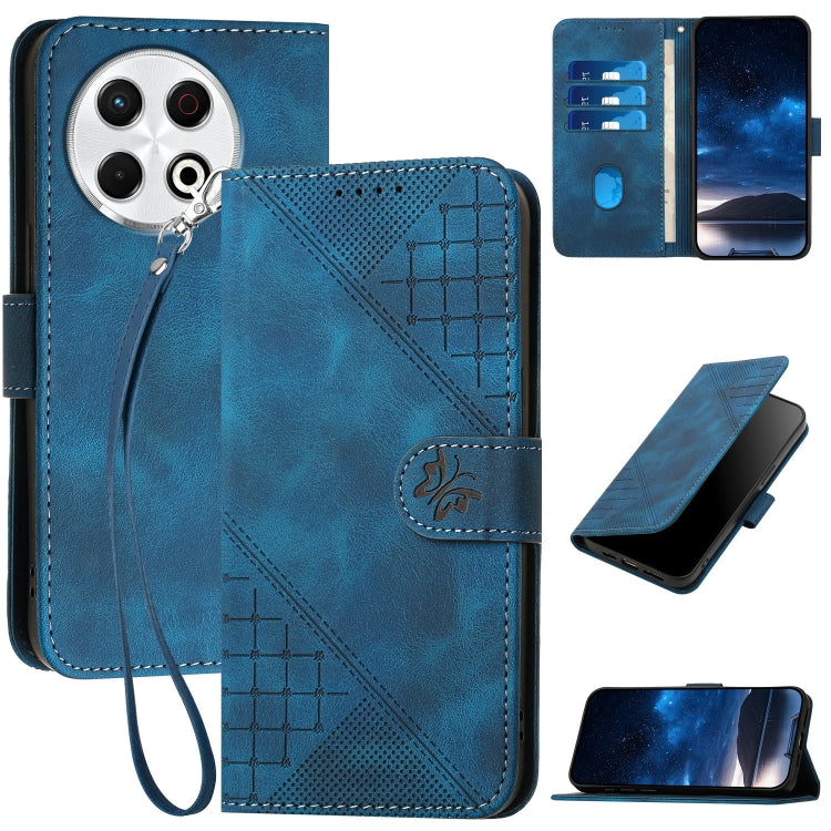 Grid Butterfly Embossed Pattern Leather Phone Case with Lanyard, For Tecno Camon 40 Pro 4G, For Tecno Camon 40 Premier, For Tecno Camon 40 4G, For Tecno Spark 30C 5G / Pop 9 5G, For Tecno Pova 6 Neo 5G / Spark 30 5G, For Tecno Spark 30 Pro 4G          ...