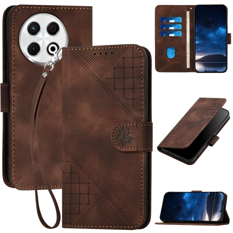 Grid Butterfly Embossed Pattern Leather Phone Case with Lanyard, For Tecno Camon 40 Pro 4G, For Tecno Camon 40 Premier, For Tecno Camon 40 4G, For Tecno Spark 30C 5G / Pop 9 5G, For Tecno Pova 6 Neo 5G / Spark 30 5G, For Tecno Spark 30 Pro 4G          ...