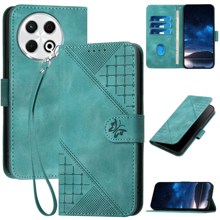 Grid Butterfly Embossed Pattern Leather Phone Case with Lanyard, For Tecno Camon 40 Pro 4G, For Tecno Camon 40 Premier, For Tecno Camon 40 4G, For Tecno Spark 30C 5G / Pop 9 5G, For Tecno Pova 6 Neo 5G / Spark 30 5G, For Tecno Spark 30 Pro 4G          ...