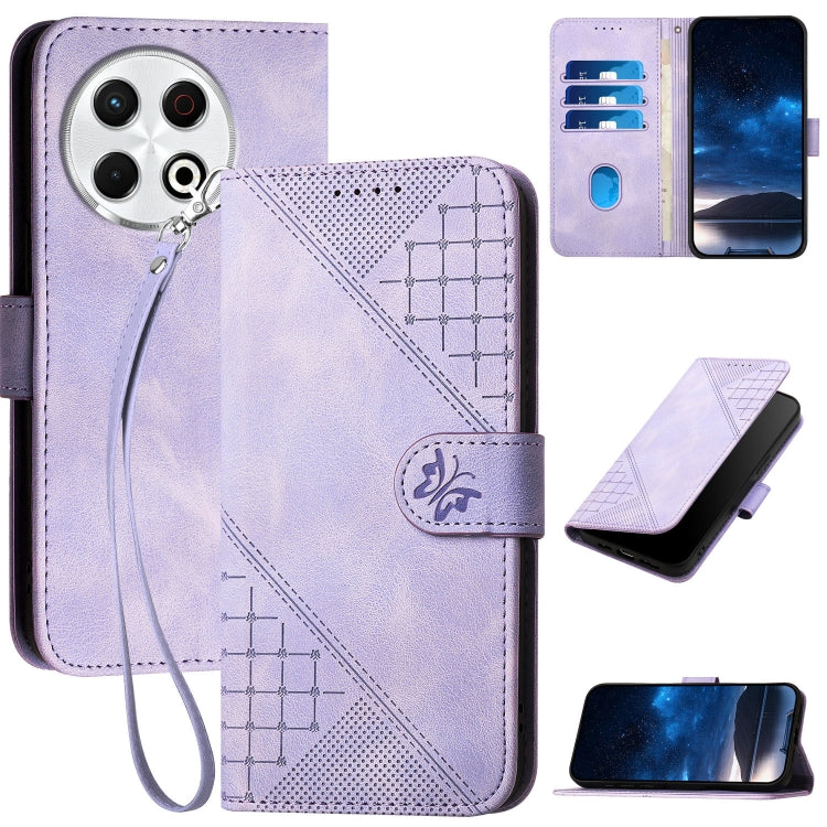 Grid Butterfly Embossed Pattern Leather Phone Case with Lanyard, For Tecno Camon 40 Pro 4G, For Tecno Camon 40 Premier, For Tecno Camon 40 4G, For Tecno Spark 30C 5G / Pop 9 5G, For Tecno Pova 6 Neo 5G / Spark 30 5G, For Tecno Spark 30 Pro 4G          ...