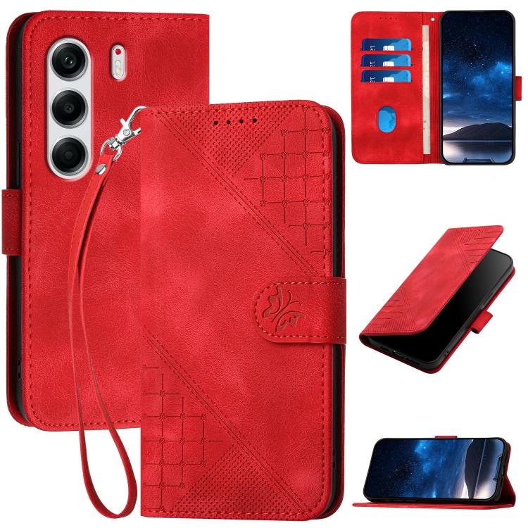 Grid Butterfly Embossed Pattern Leather Phone Case with Lanyard, For Tecno Camon 40 Pro 4G, For Tecno Camon 40 Premier, For Tecno Camon 40 4G, For Tecno Spark 30C 5G / Pop 9 5G, For Tecno Pova 6 Neo 5G / Spark 30 5G, For Tecno Spark 30 Pro 4G          ...