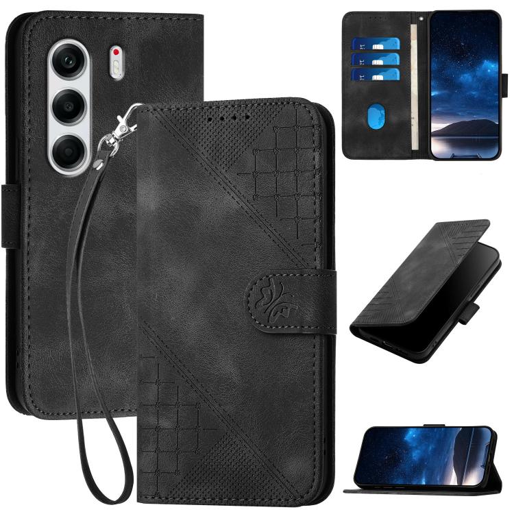 Grid Butterfly Embossed Pattern Leather Phone Case with Lanyard, For Tecno Camon 40 Pro 4G, For Tecno Camon 40 Premier, For Tecno Camon 40 4G, For Tecno Spark 30C 5G / Pop 9 5G, For Tecno Pova 6 Neo 5G / Spark 30 5G, For Tecno Spark 30 Pro 4G          ...