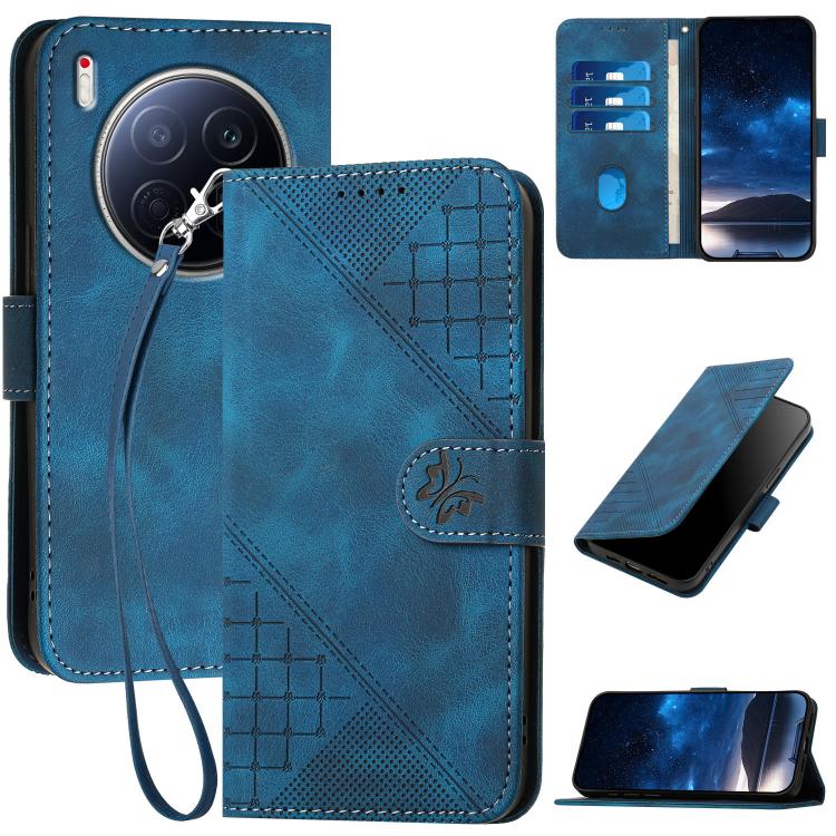 Grid Butterfly Embossed Pattern Leather Phone Case with Lanyard, For Tecno Camon 40 Pro 4G, For Tecno Camon 40 Premier, For Tecno Camon 40 4G, For Tecno Spark 30C 5G / Pop 9 5G, For Tecno Pova 6 Neo 5G / Spark 30 5G, For Tecno Spark 30 Pro 4G          ...