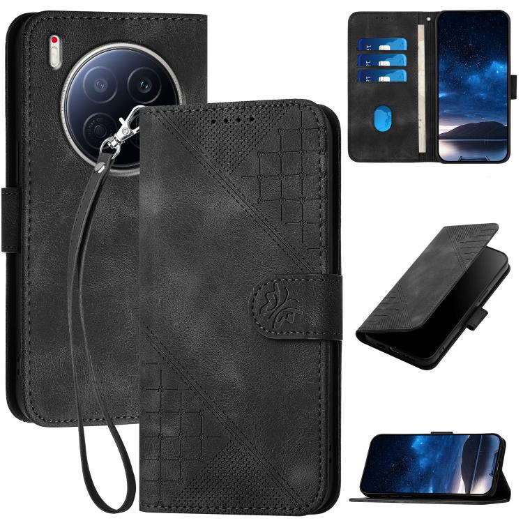Grid Butterfly Embossed Pattern Leather Phone Case with Lanyard, For Tecno Camon 40 Pro 4G, For Tecno Camon 40 Premier, For Tecno Camon 40 4G, For Tecno Spark 30C 5G / Pop 9 5G, For Tecno Pova 6 Neo 5G / Spark 30 5G, For Tecno Spark 30 Pro 4G          ...