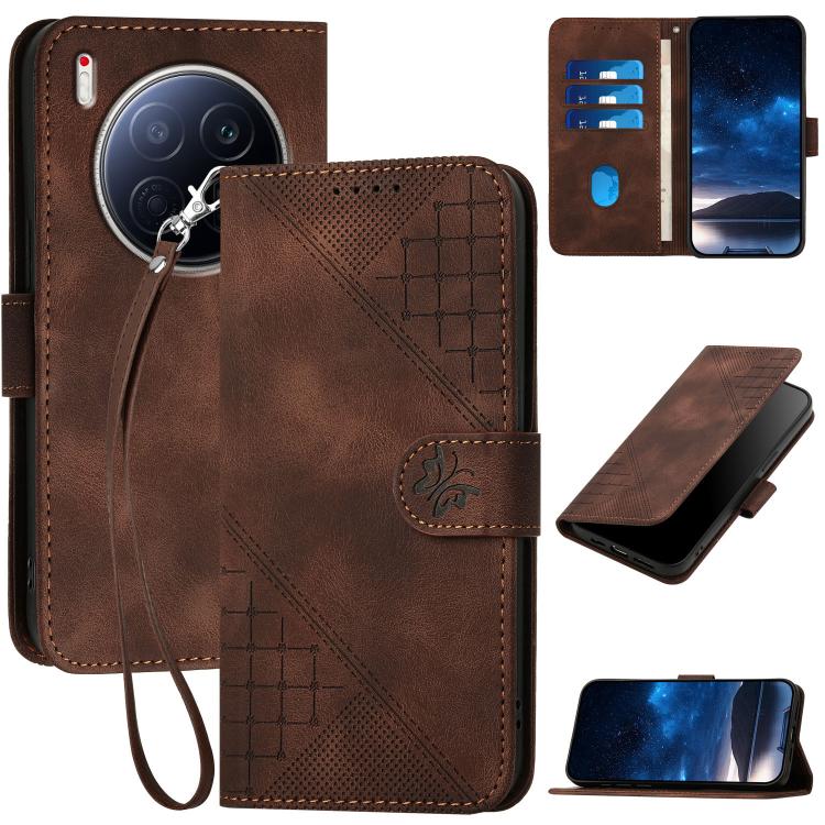 Grid Butterfly Embossed Pattern Leather Phone Case with Lanyard, For Tecno Camon 40 Pro 4G, For Tecno Camon 40 Premier, For Tecno Camon 40 4G, For Tecno Spark 30C 5G / Pop 9 5G, For Tecno Pova 6 Neo 5G / Spark 30 5G, For Tecno Spark 30 Pro 4G          ...