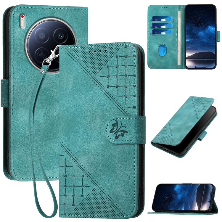 Grid Butterfly Embossed Pattern Leather Phone Case with Lanyard, For Tecno Camon 40 Pro 4G, For Tecno Camon 40 Premier, For Tecno Camon 40 4G, For Tecno Spark 30C 5G / Pop 9 5G, For Tecno Pova 6 Neo 5G / Spark 30 5G, For Tecno Spark 30 Pro 4G          ...