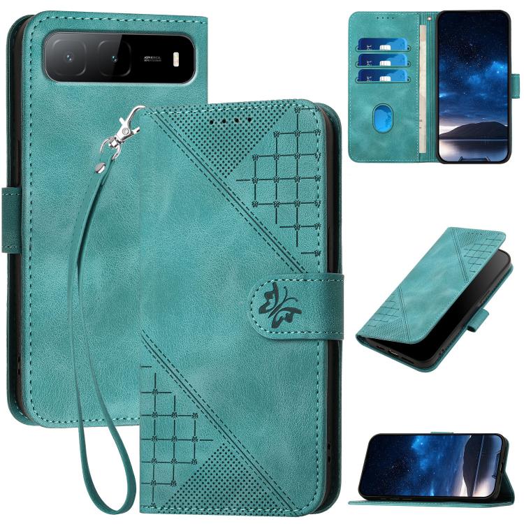 Grid Butterfly Embossed Pattern Leather Phone Case with Lanyard, For Tecno Camon 40 Pro 4G, For Tecno Camon 40 Premier, For Tecno Camon 40 4G, For Tecno Spark 30C 5G / Pop 9 5G, For Tecno Pova 6 Neo 5G / Spark 30 5G, For Tecno Spark 30 Pro 4G          ...