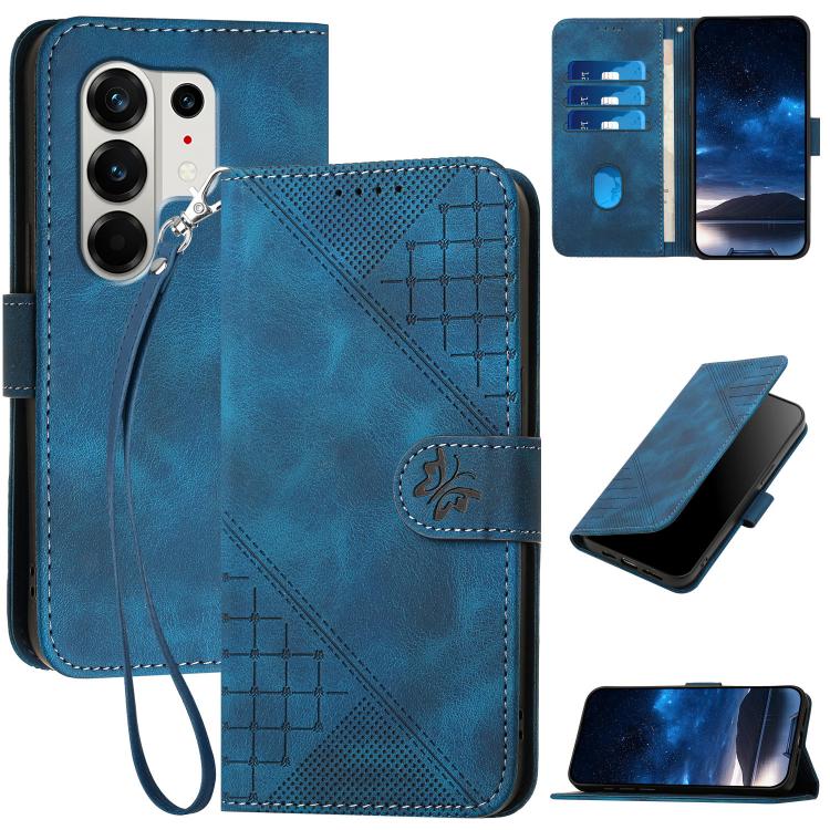 Grid Butterfly Embossed Pattern Leather Phone Case with Lanyard, For Tecno Pova Curve 2 5G, For Tecno Spark Go 3 / Pop 20 4G, For Tecno Spark 50 4G, For Tecno Camon 50 Pro 4G, For Tecno Camon 50 4G, For Tecno Spark Slim, For Tecno Spark 40 4G          ...