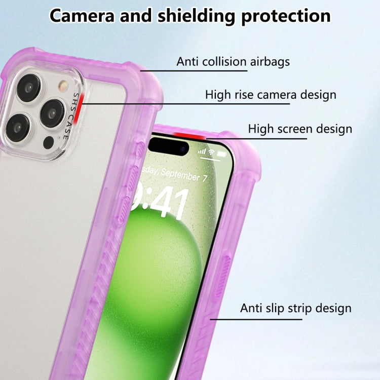 Transparent Matte TPU Hybrid PC 3-in-1 Phone Case, For iPhone 16 Pro Max, For iPhone 16 Pro, For iPhone 16 Plus, For iPhone 16, For iPhone 15 Pro Max, For iPhone 15 Pro, For iPhone 15 Plus, For iPhone 15
