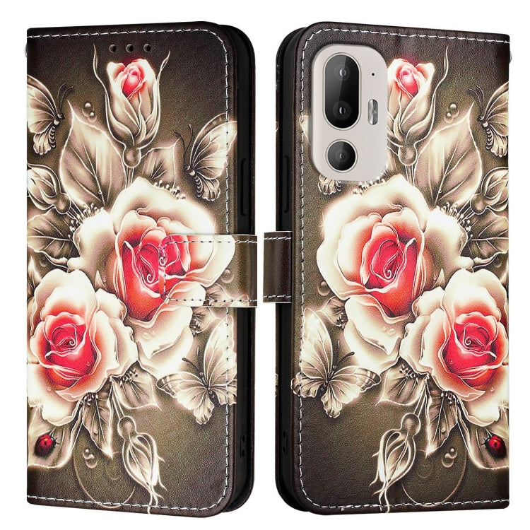 Colored Drawing Pattern Plain Weave Leather Phone Case, For HTC U24 Pro