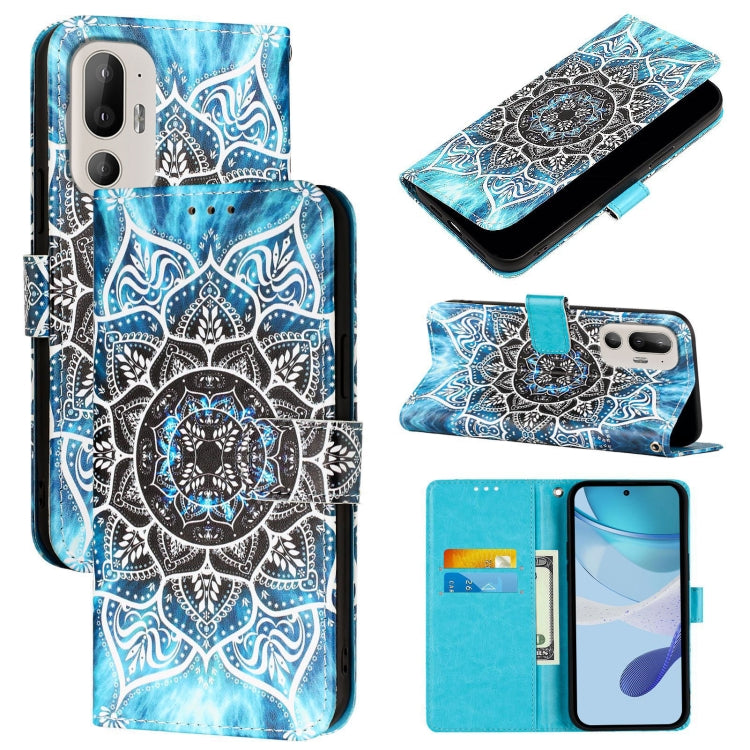 Colored Drawing Pattern Plain Weave Leather Phone Case, For HTC U24 Pro
