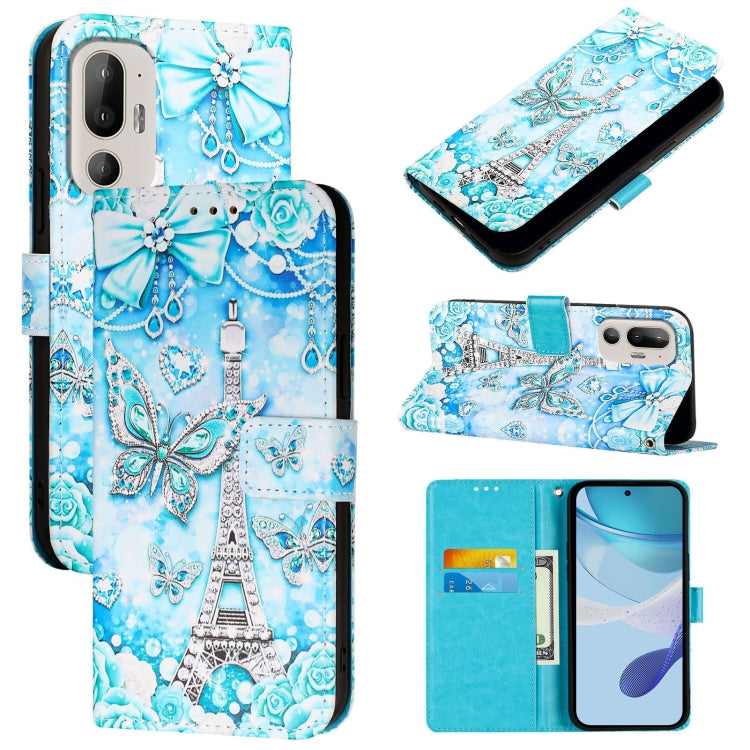 Colored Drawing Pattern Plain Weave Leather Phone Case, For HTC U24 Pro