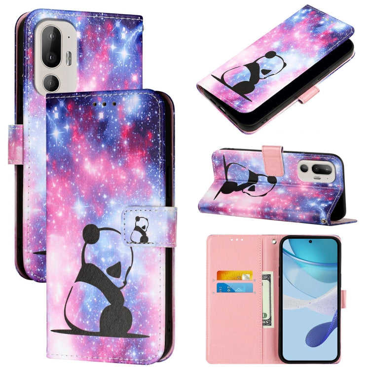 Colored Drawing Pattern Plain Weave Leather Phone Case, For HTC U24 Pro
