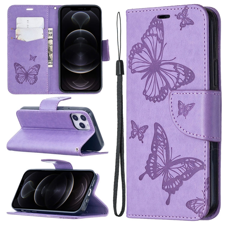 Embossing Two Butterflies Pattern Horizontal Flip PU Leather Case with Holder & Card Slot & Wallet & Lanyard, For iPhone 12 mini, For iPhone 12 / 12 Pro, For iPhone 12 Pro Max, For Samsung Galaxy Note20, For Samsung Galaxy Note20 Ultra