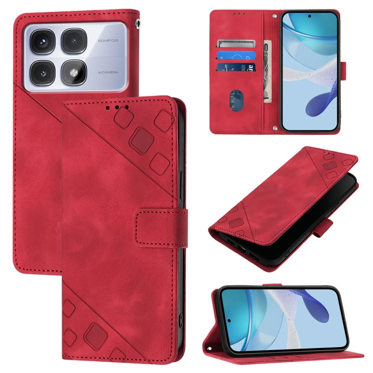 Skin-feel Embossed Leather Phone Case, For Redmi K70 Ultra 5G Global, For Redmi 13 4G