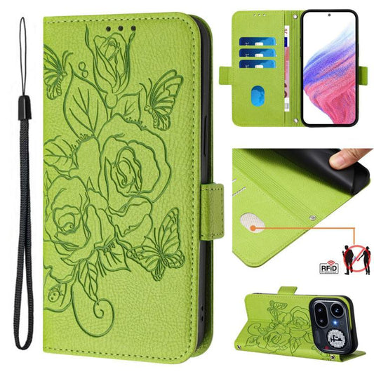 Embossed Rose RFID Anti-theft Leather Phone Case, For Nothing Phone 4a Pro, For Nothing Phone 4a, For Nothing CMF Phone 1