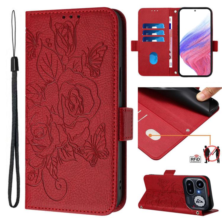 Embossed Rose RFID Anti-theft Leather Phone Case, For Nothing Phone 4a Pro, For Nothing Phone 4a, For Nothing CMF Phone 1