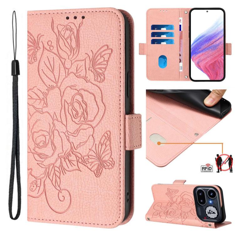 Embossed Rose RFID Anti-theft Leather Phone Case, For Nothing Phone 4a Pro, For Nothing Phone 4a, For Nothing CMF Phone 1